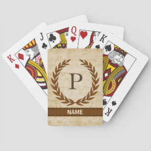 Laurel Wreath Sheet Music Monogram Initiaal P Pokerkaarten
