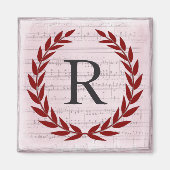 Laurel Wreath Sheet Music Monogram Initiaal R Magneet (Voorkant)