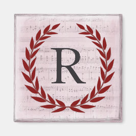 Laurel Wreath Sheet Music Monogram Initiaal R Magneet