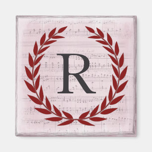 Laurel Wreath Sheet Music Monogram Initiaal R Magneet