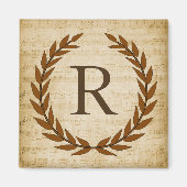 Laurel Wreath Sheet Music Monogram Initiaal R Magneet (Voorkant)
