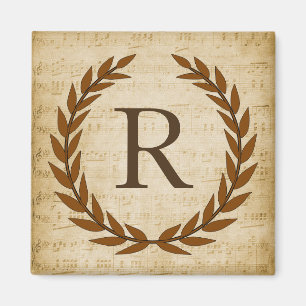 Laurel Wreath Sheet Music Monogram Initiaal R Magneet