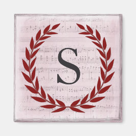 Laurel Wreath Sheet Music Monogram Initiaal S Magneet