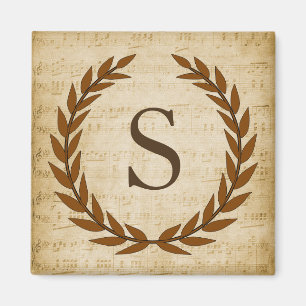 Laurel Wreath Sheet Music Monogram Initiaal S Magneet
