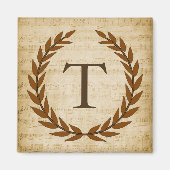 Laurel Wreath Sheet Music Monogram Initiaal T Magneet (Voorkant)