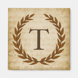 Laurel Wreath Sheet Music Monogram Initiaal T Magneet