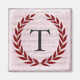 Laurel Wreath Sheet Music Monogram Initiaal T Magneet
