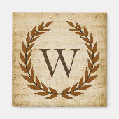 Laurel Wreath Sheet Music Monogram Initiaal W Magneet (Voorkant)