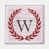 Laurel Wreath Sheet Music Monogram Initiaal W Magneet (Voorkant)