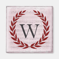 Laurel Wreath Sheet Music Monogram Initiaal W