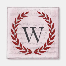 Laurel Wreath Sheet Music Monogram Initiaal W Magneet