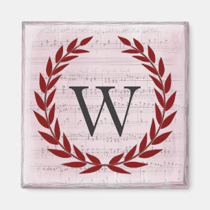 Laurel Wreath Sheet Music Monogram Initiaal W Magneet