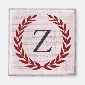 Laurel Wreath Sheet Music Monogram Initiaal Z Magneet (Voorkant)