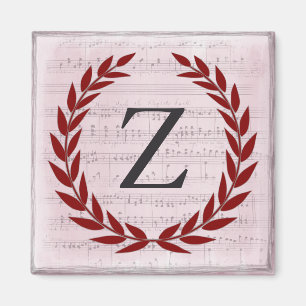Laurel Wreath Sheet Music Monogram Initiaal Z Magneet