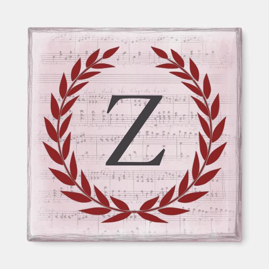 Laurel Wreath Sheet Music Monogram Initiaal Z Magneet (Voorkant)