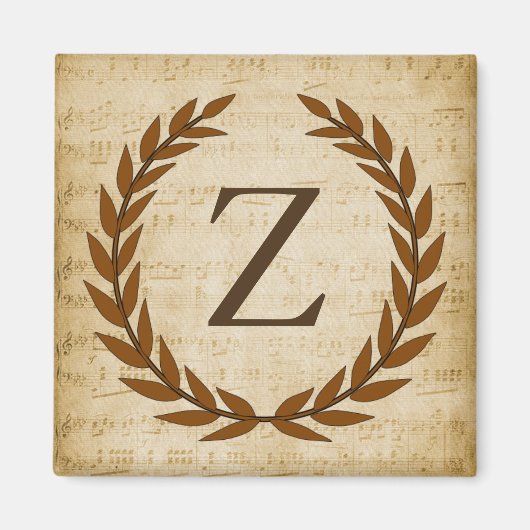 Laurel Wreath Sheet Music Monogram Initiaal Z Magneet (Voorkant)