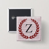 Laurel Wreath Sheet Music Monogram Initiaal Z Vierkante Button 5,1 Cm (Voorkant /achterkant)