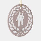 Laurel Wreath Wedding Couple Roos Gold Monogrammed Keramisch Ornament (Rechts)