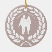 Laurel Wreath Wedding Couple Roos Gold Monogrammed Keramisch Ornament (Voorkant)