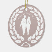 Laurel Wreath Wedding Couple Roos Gold Monogrammed Keramisch Ornament (Links)