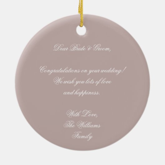 Laurel Wreath Wedding Couple Roos Gold Monogrammed Keramisch Ornament (Achterkant)