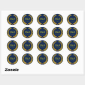 Laurel Wreath Wedding Sticker Navy Blue en Yellow (Vel)