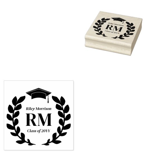 Laurel Wreatmonogram Afstuderen klasse van Rubberstempel (Gestempeld)