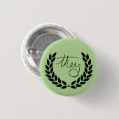 laurel ze knop - groen ronde button 3,2 cm (Voorkant /achterkant)