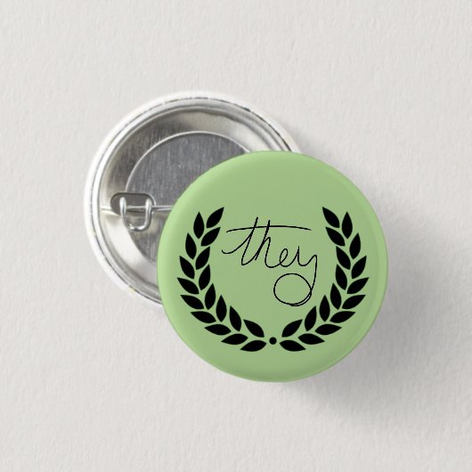 laurel ze knop - groen ronde button 3,2 cm (Voorkant /achterkant)