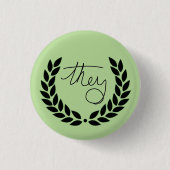laurel ze knop - groen ronde button 3,2 cm (Voorkant)
