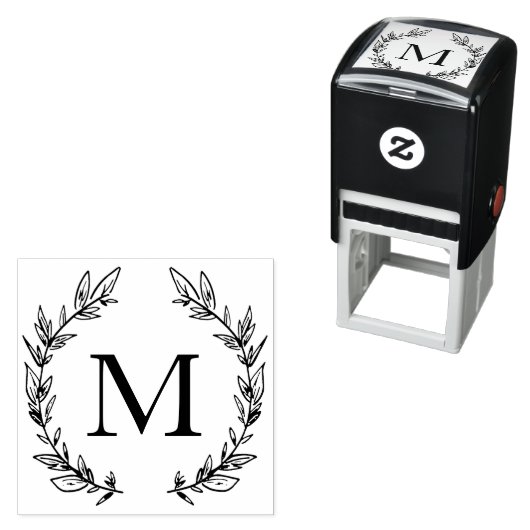 Laurels Elegant Monogram Typografie Modern Minimal Zelfinktende Stempel (In situ)