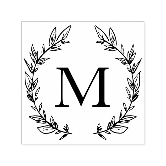 Laurels Elegant Monogram Typografie Modern Minimal Zelfinktende Stempel (Design)