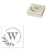 Laurels laat Monogram retouradres Rubberstempel (Gestempeld)