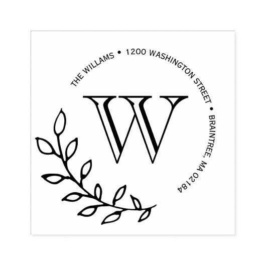 Laurels laat Monogram retouradres Rubberstempel (Afrduk)