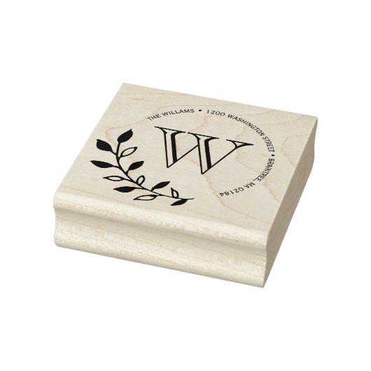 Laurels laat Monogram retouradres Rubberstempel (Stempel)