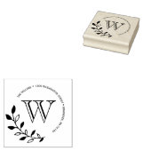 Laurels laat Monogram retouradres Rubberstempel (Gestempeld)