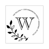 Laurels laat Monogram retouradres Rubberstempel (Afrduk)