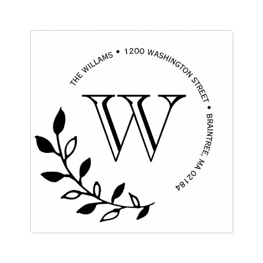 Laurels laat Monogram retouradres Rubberstempel (Afrduk)