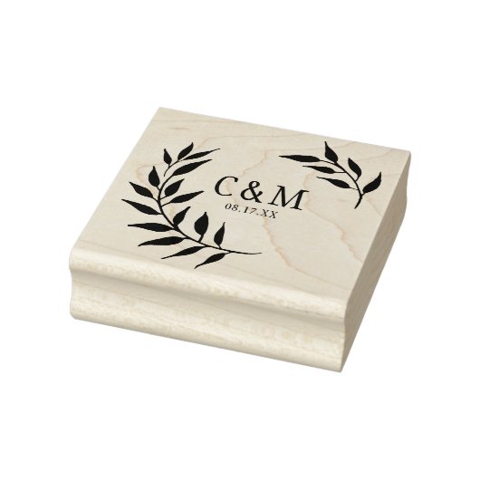 Laurels verlaat bruiloft monogram rubberstempel (Stempel)