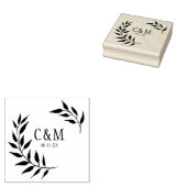 Laurels verlaat bruiloft monogram rubberstempel (Gestempeld)