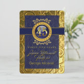 Lauren4 Elegante Glamour Embossed Retirement Party Kaart (Staand voorkant)