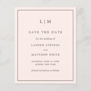 Lauren Blush Roze Budget Bruiloft Save the Date