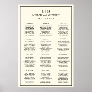 Lauren Cream Monogram Elegante Bruiloft Poster