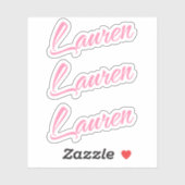 Lauren Decoratieve Naam in Roze x3 Sticker (Vel)