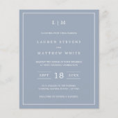 Lauren Dusty Blue Budget bruiloft uitnodiging (Voorkant)