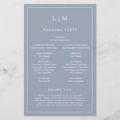 Lauren Dusty Blue Monogram Elegante bruiloft Flyer (Achterkant)