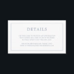 Lauren Dusty Blue Monogram Elegante bruiloft Informatiekaartje<br><div class="desc">Eenvoudige kleine trouwbehuizingskaart met een modern, maar elegant design met uw details omgeven door een dunne rand en uw monogram op de achterkant. Alle ontwerpelementen zijn in stoffig blauw en kunnen in het het ontwerpuitgeven hulpmiddel worden veranderd. Een stijlvol en stijlvol ontwerp dat ideaal is voor een minimalistisch koppel. Gebruik...</div>