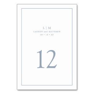 Lauren Dusty Blue Monogram Elegante bruiloft Kaart