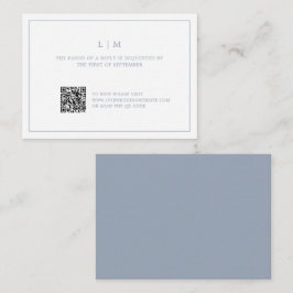 Lauren Dusty Blue Monogram Elegante bruiloft Notitiekaartje