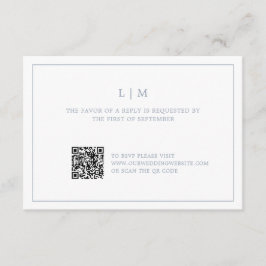 Lauren Dusty Blue Monogram Elegante bruiloft RSVP Kaartje